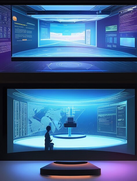 A futuristic classroom where virtual reality technology is seamlessly integrated into the learning experience