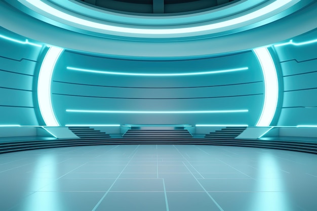 Futuristic and clean stage blank center background