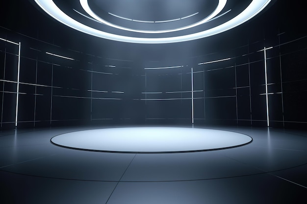 Futuristic and clean stage blank center background