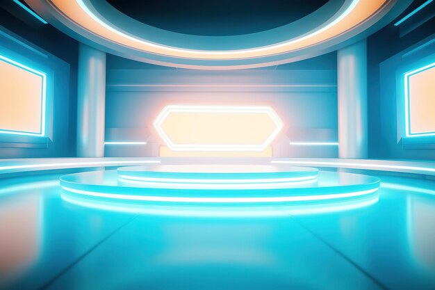 Futuristic and clean stage blank center background