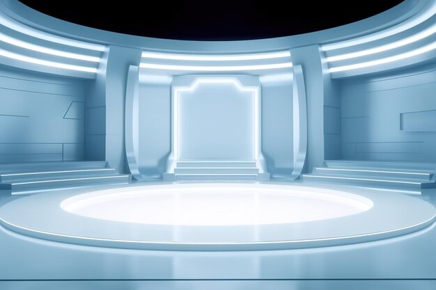 未来主義的でクリーンなステージの空白の中央の背景