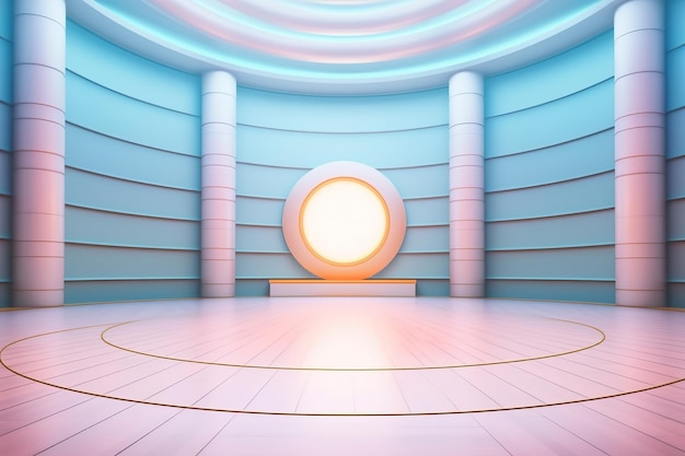 Futuristic and clean stage blank center background