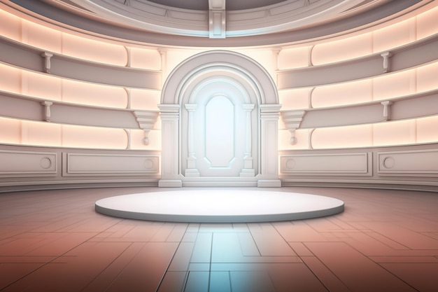 Futuristic and clean stage blank center background