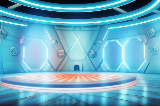 Futuristic and clean stage blank center background