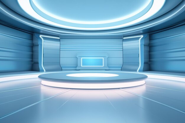 Futuristic and clean stage blank center background