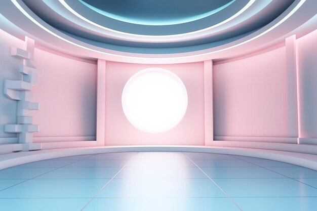 Futuristic and clean stage blank center background