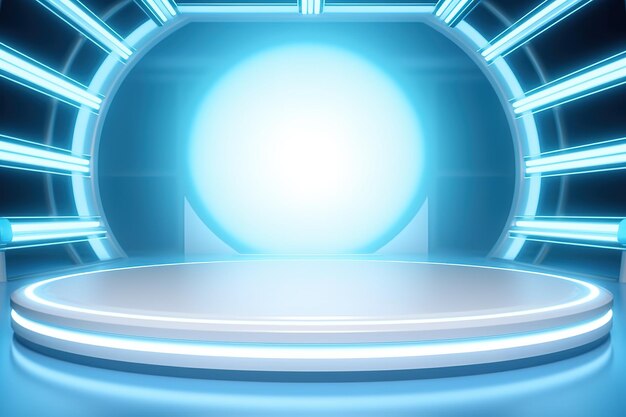 Futuristic and clean stage blank center background