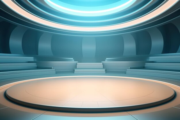 Futuristic and clean stage blank center background