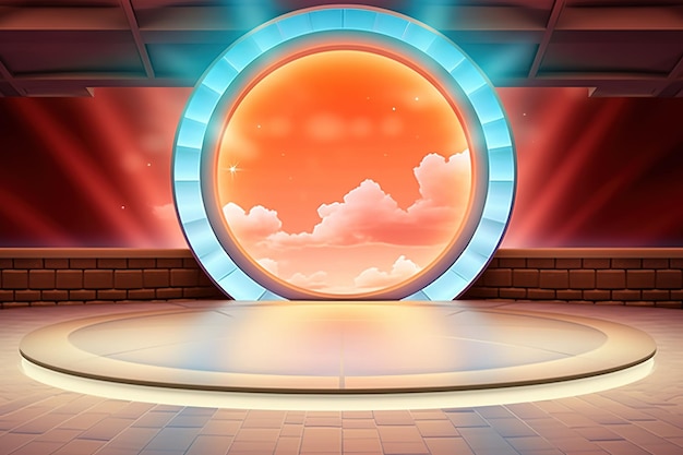 Futuristic and clean stage blank center background