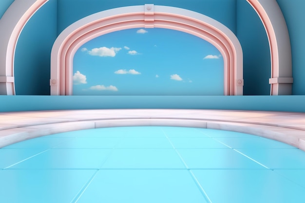 Futuristic and clean stage blank center background