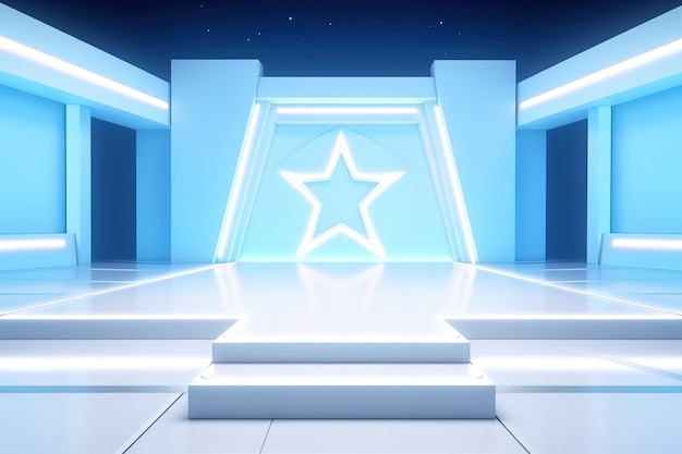 Futuristic and clean stage blank center background