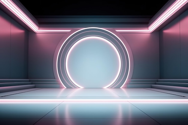 Futuristic and clean stage blank center background