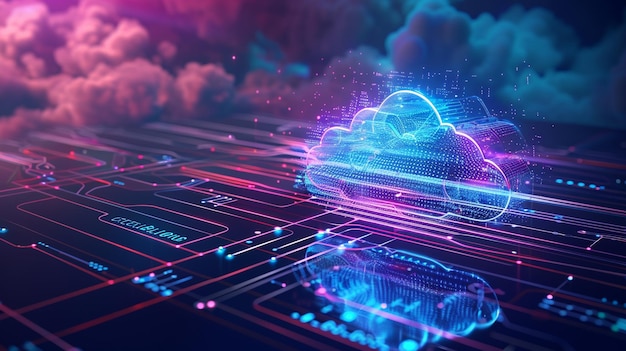 Futuristic cloud computing concept