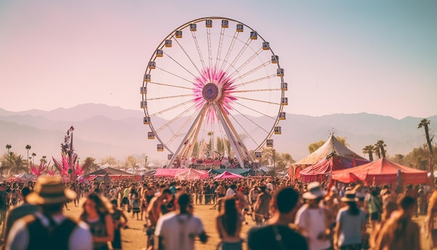 Футуристический фестиваль Coachella в 2100 году - креативная киберпанк-концепция