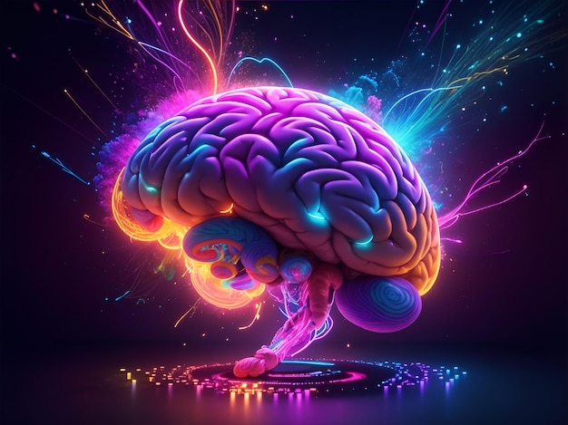 Futuristic colorful human brain illustration