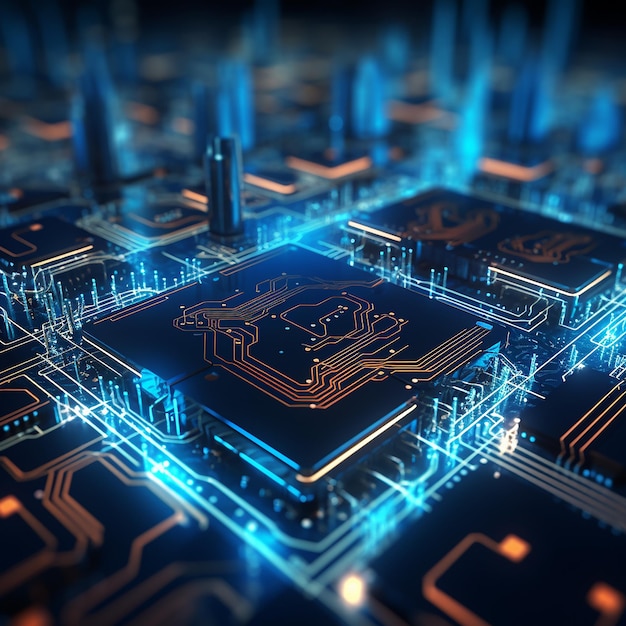 複雑な回路を制御する未来的なコンピュータチップ