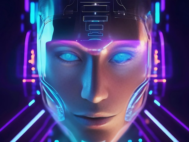 futuristic computer graphic of glowing a human