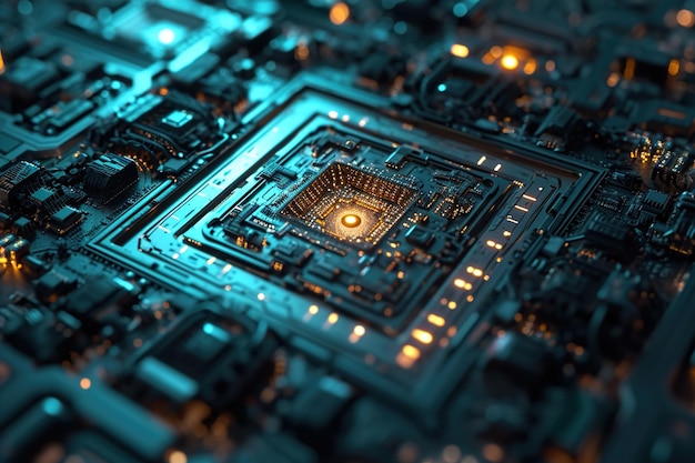 Futuristic computer microprocessor core with intricate design A powerful processor chip