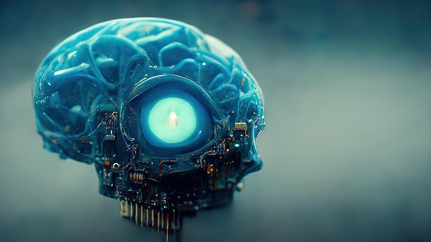 Футуристическая концепция искусственного интеллекта мозга, подходящая для будущей технологической работы