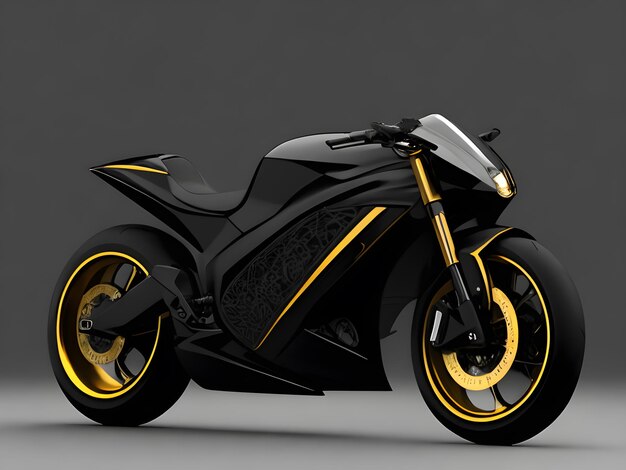 Futuristic concept motorbike in showroom background