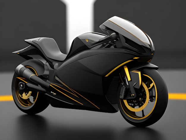 Futuristic concept motorbike in showroom background