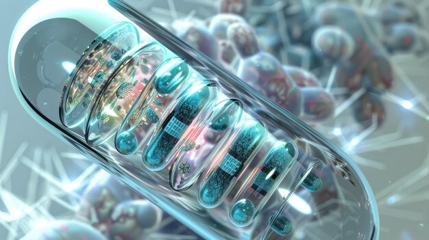 Foto concetto futuristico di scienza e medicina con capsule