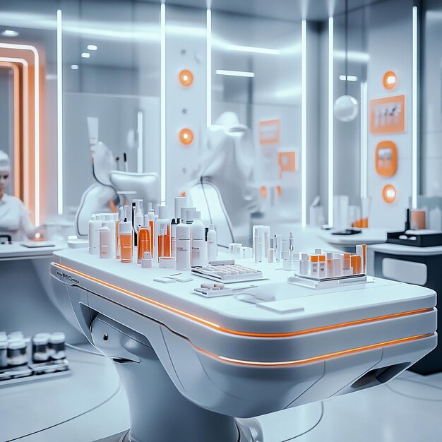 Futuristic Cosmetic Innovation Lab or Salon Setting | Premium AI 