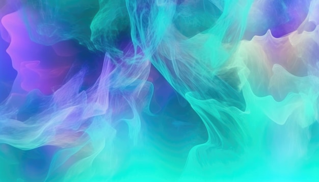 A futuristic cosmos design with abstract blue mint and purple smoke Generative AI