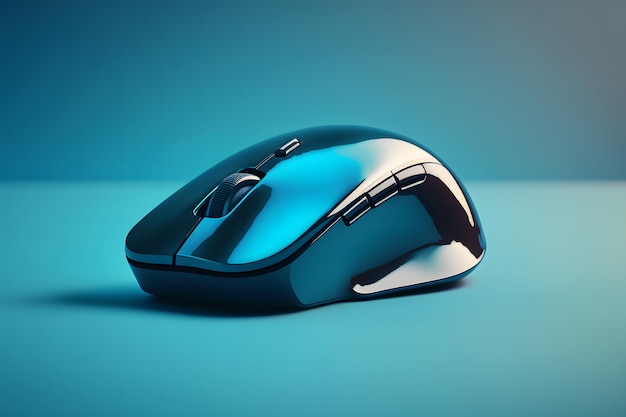 Futuristic custom PC mouse concept with glowing blue tones Neural network generated art