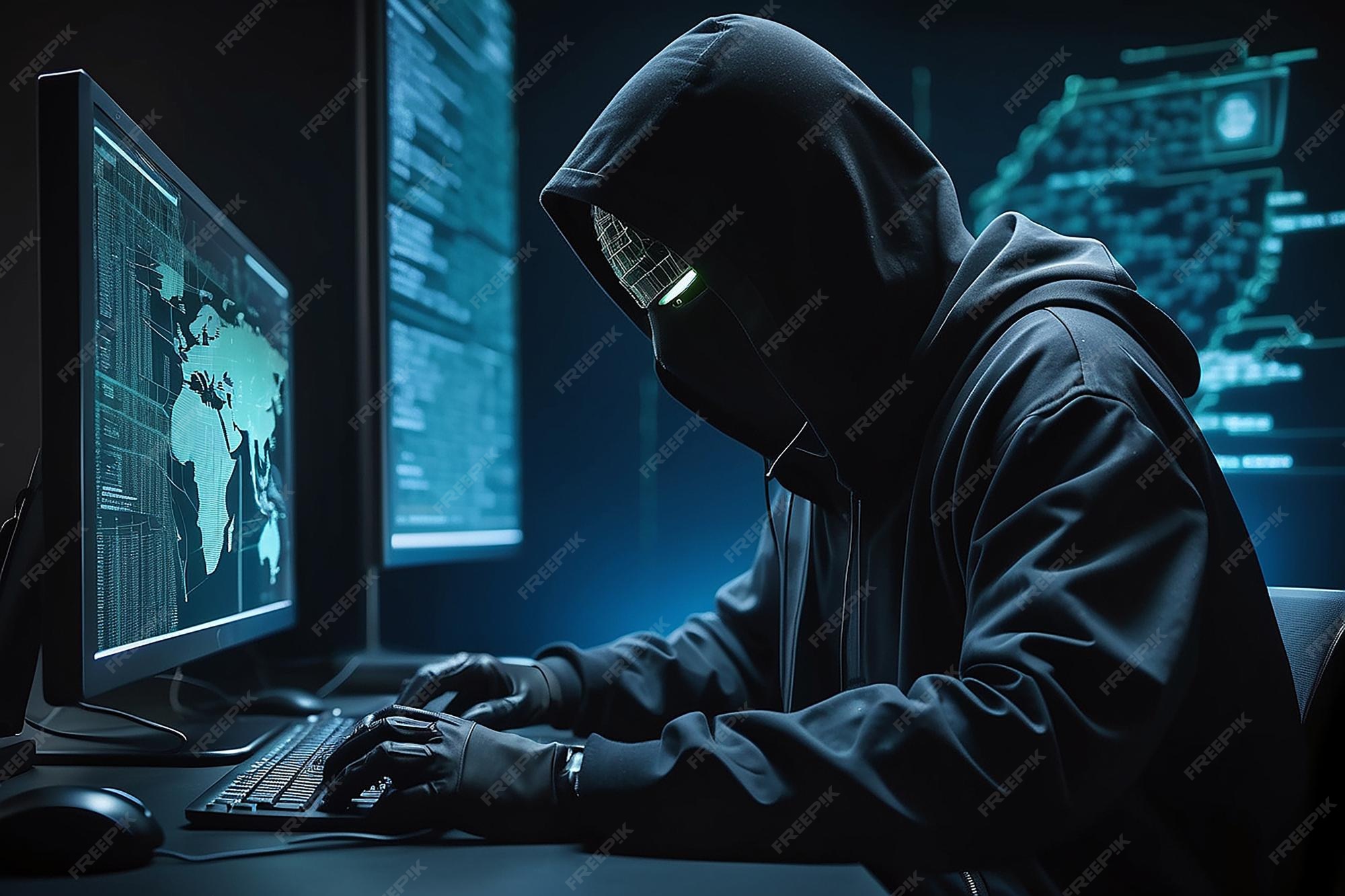 Premium Photo | Futuristic cyber hacker operating under the guise of ...