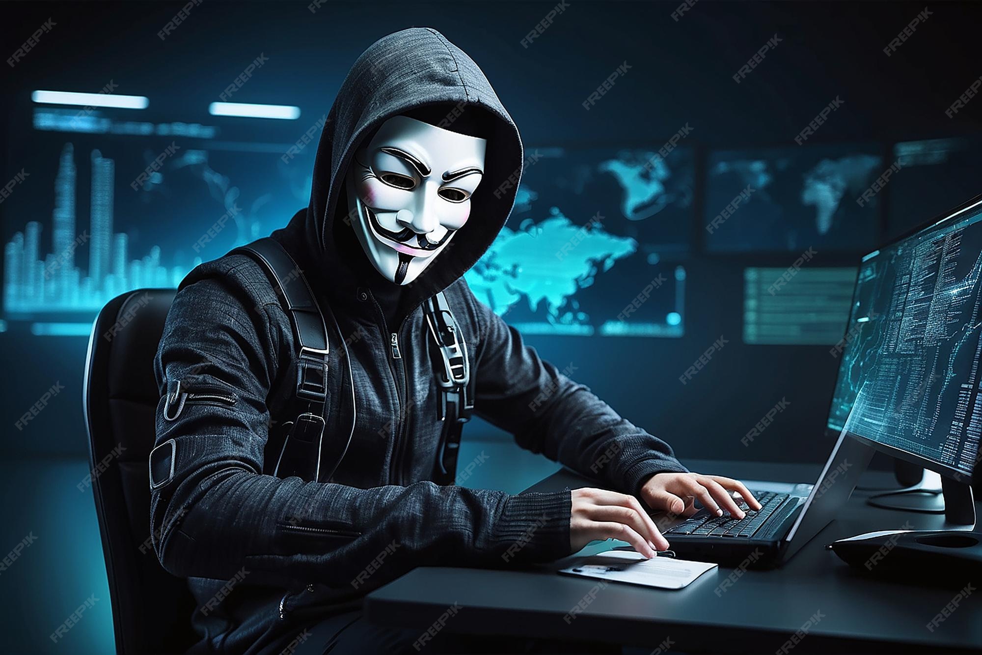 Premium Photo | Futuristic cyber hacker operating under the guise of ...
