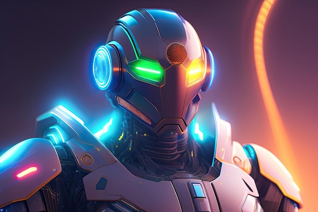 Futuristic Cyber Portrait in Helmet