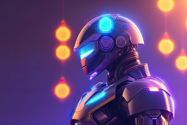 Futuristic Cyber Portrait in Helmet