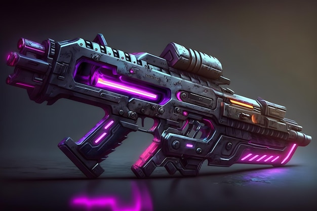 Futuristic cyber weapon space neon gun Neural network AI generated art