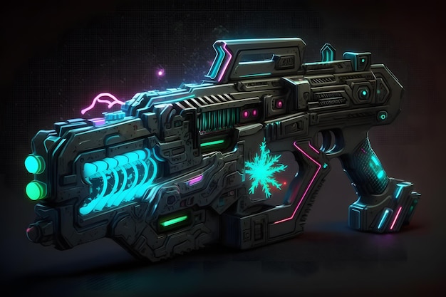 Futuristic cyber weapon space neon gun Neural network AI generated art