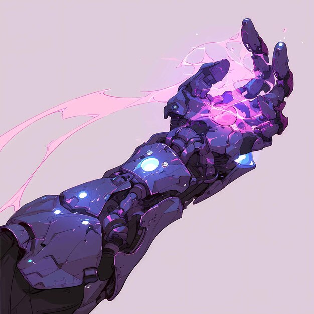 Фото Футуристическая кибернетическая рука с энергетическим импульсом