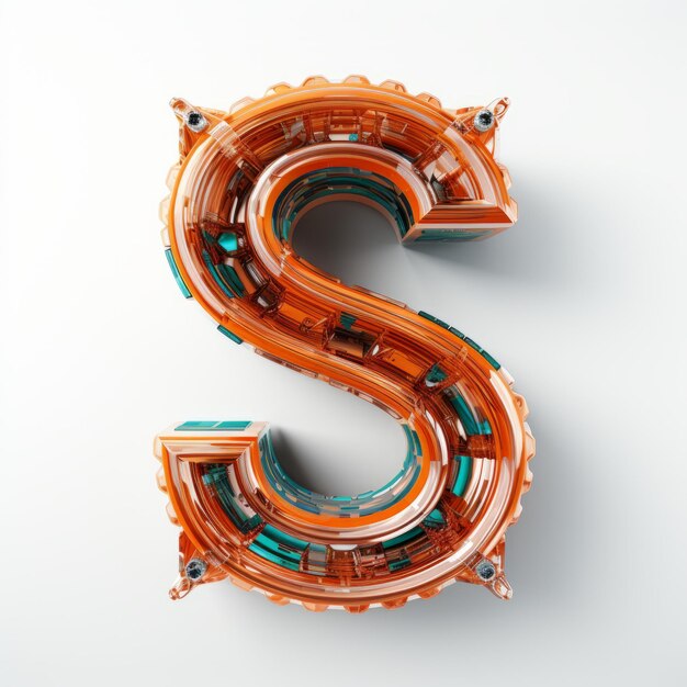 Futuristic Cyberpunk 3d Illustration Of Tethered Letter S On White