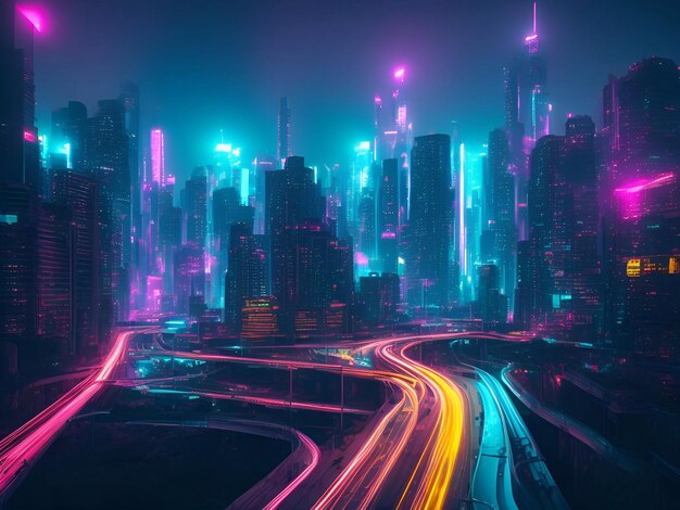 Cyberpunk City Background Art – Made With AI