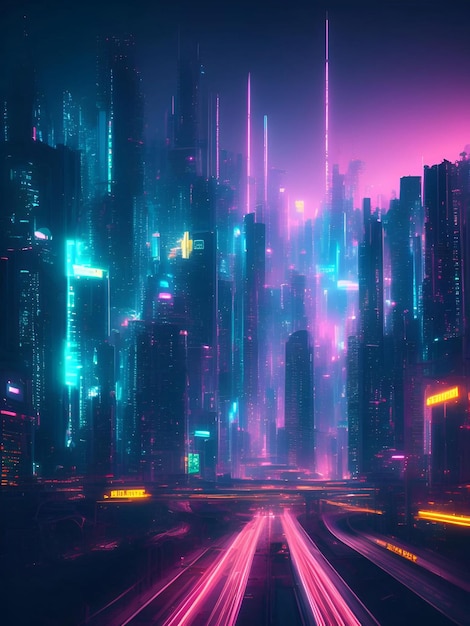 Futuristic cyberpunk city abstract background Cinematic generative ai illustration art