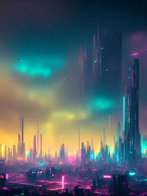 Cyberpunk City Background Art – Made With AI