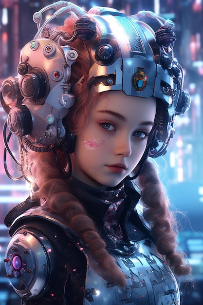 Futuristic Cyberpunk Design with a Young Female Protagonist