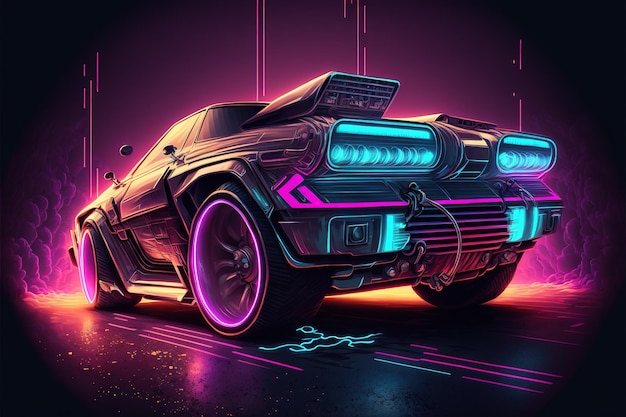 Futuristic cyberpunk neon car in technology space in 80s style
futuristic color saturation game poster beautiful wallpaper
metaverse racingart future night city light motorsport
effectai