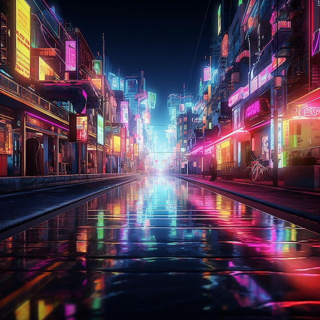 Premium AI Image | Futuristic Cyberpunk Wallpaper Empty Street with ...