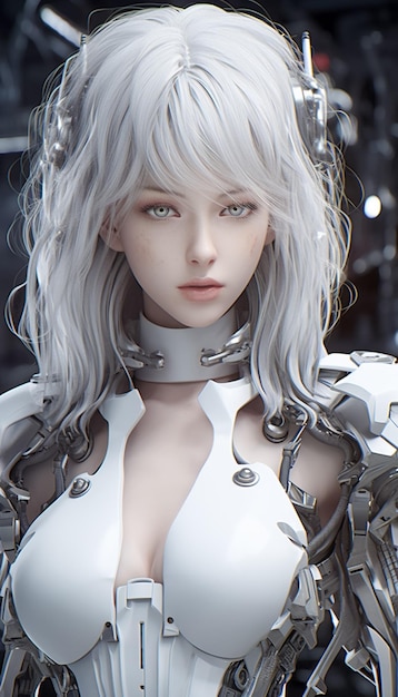 Futuristic Cyberpunk Woman in Cyber World Realistic 3D Model of a Human Cyborg Posing Ai generated