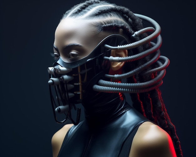 Futuristic Cyberpunk Woman Realistic 3D Model of a Human Cyborg in a Futuristic World Ai generated