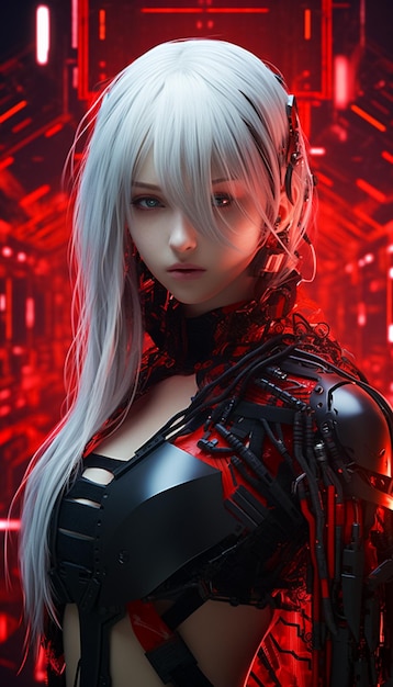 Futuristic Cyberpunk Woman Realistic 3D Model of a Human Cyborg in a Futuristic World Ai generated