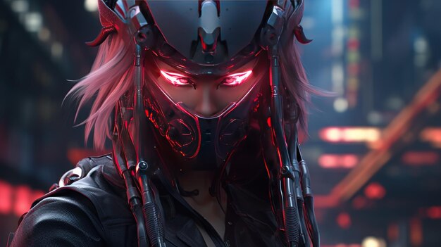 未来のサイボーグ・ガール (Cyberpunk Girl) コンセプトの背景はAIが生成した画像です