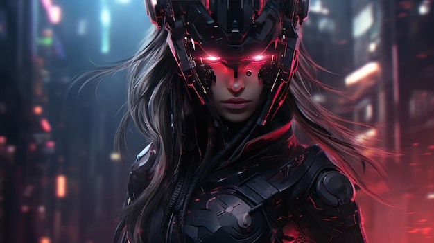 Futuristic cyborg girl cyberpunk concept background AI generated image