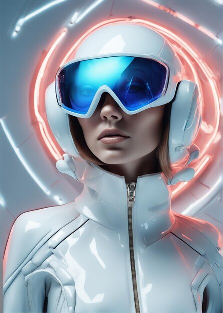 Foto donna cyborg futuristica