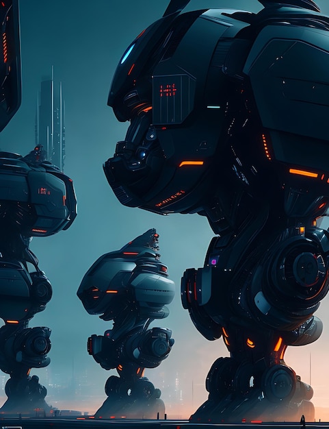 Futuristic cyborgs 3d rendering futuristic technology concept